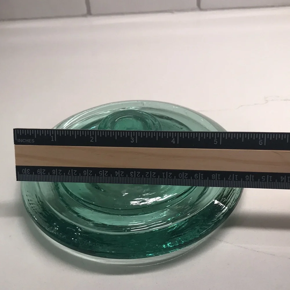 Recycled Vintage Green Glass Single Taper Candleholder - Picture 10 of 11